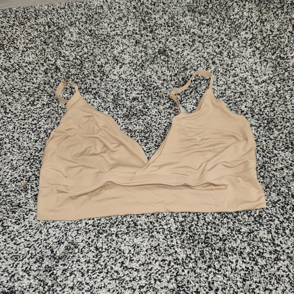 Abercrombie Fitch Seamless Comfort Wireless Bralette/ Bra Nude Tan Stretch Sz L